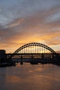 Newcastle and Gateshead, UK, November 2012, a View of the Tyne Bridge in the evening at dusk Royalty Free Stock Photo