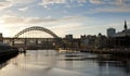 Newcastle and Gateshead, UK, November 2012, a View of the Tyne Bridge in the evening at dusk Royalty Free Stock Photo