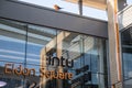 Exterior of intu Eldon Square shopping centre mall showing company logo, sign, signage and branding Royalty Free Stock Photo