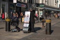 Jehovah`s Witnesses on the street. Street preaching, missionary, Christianity