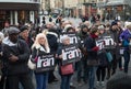 Protesters with Dont Attack Iran poster signs at a public demonstration