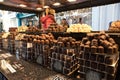 Sweet confection stand stall vendor displaying chocolate sweets for sale