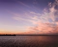 Sunset colours in clouds over water ocean harbour Newcastle New South Wales Australia day later afternoon landscape colour analog Royalty Free Stock Photo