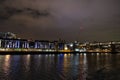 Newcastle Quayside River Tyne at night with Copthorne Hotel lit up Royalty Free Stock Photo