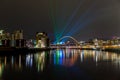 Newcastle Quayside`s New Year`s Eve Laser show Royalty Free Stock Photo