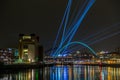 Newcastle Quayside`s New Year`s Eve Laser show Royalty Free Stock Photo