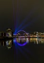 Newcastle Quayside`s New Year`s Eve Laser show Royalty Free Stock Photo