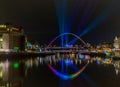 Newcastle Quayside`s New Year`s Eve Laser show Royalty Free Stock Photo