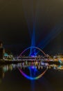 Newcastle Quayside`s New Year`s Eve Laser show Royalty Free Stock Photo