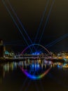 Newcastle Quayside`s New Year`s Eve Laser show Royalty Free Stock Photo