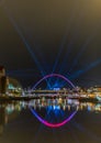 Newcastle Quayside`s New Year`s Eve Laser show Royalty Free Stock Photo