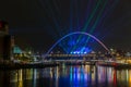 Newcastle Quayside`s New Year`s Eve Laser show Royalty Free Stock Photo