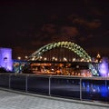 Newcastle Tyne bridge lit up at night Royalty Free Stock Photo