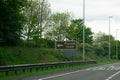 Brown motorway sign to the Marriott Hotel near the Metro Centre in Newcastle, Tyne and Wear Royalty Free Stock Photo