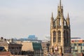 Newcastle upon Tyne England: Newcastle city skyline view and St Nicholas Cathedral and St James Park in the background Royalty Free Stock Photo