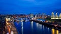 Newcastle upon Tyne England - February 2012: Millennium bridge at night during construction work