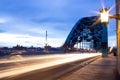 Newcastle upon Tyne England - February 2012: traffic light trails on Newcastle tyne Bridge Royalty Free Stock Photo