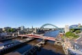 Newcastle upon Tyne England 30th May 2021: Wide angle view of the Quayside and River Tyne from High Level Bridge Royalty Free Stock Photo