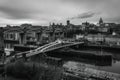 Newcastle-upon-Tyne, England, UK. Swing Bridge in Middle Ground, High Level Bridge in Background, linking Gateshead to Newcastle Royalty Free Stock Photo