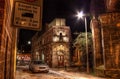 Newcastle upon Tyne - 12 November 2011 - View of Corner Pub at Night with Traditional Architecture, UK Royalty Free Stock Photo