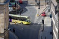 Newcastle upon Tyne UK: March 2021: A Quaylink bus drivign on the Newcastle Quayside