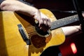 Frank Black`s acoustic guitar, PIXIES band Black Francis live on stage in Newcastle O2 Academy