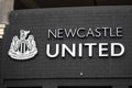 Newcastle United FC Logo at their St. James Park Stadium in Newcastle Royalty Free Stock Photo