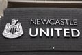 Newcastle United FC Logo at their St. James Park Stadium in Newcastle Royalty Free Stock Photo