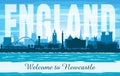 Newcastle United Kingdom city skyline vector silhouette