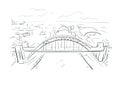 Newcastle United Kingdom Europe vector sketch city illustration line art