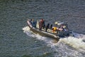 Newcastle, United Kingdom - October 5th, 2014 - UK border force RIB patrol boat with crew member