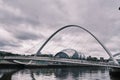 Millennium bridge of new castle with Sage Gateshead in the distance Royalty Free Stock Photo