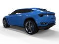The newest sports all-wheel drive blue premium crossover in a white background. 3d rendering.