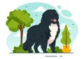 Newfoundland Dog Animals Vector Illustration with Black, Brown or Landseer Color in Flat Style Cute Cartoon Nature Background Royalty Free Stock Photo