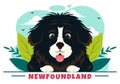 Newfoundland Dog Animals Vector Illustration with Black, Brown or Landseer Color in Flat Style Cute Cartoon Nature Background Royalty Free Stock Photo