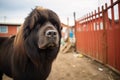 newfoundland dog by horse corral