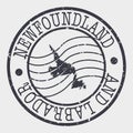 Newfoundland and Labrador Canada Stamp Postal. A Map Silhouette Seal. Passport Round Design. Vector Icon Design Retro Travel.