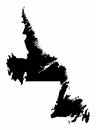Newfoundland and Labrador dark silhouette map Royalty Free Stock Photo