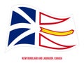 Newfoundland and Labrador Flag Waving Vector on White Background. Provinces Flag of Canada