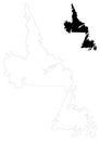 Newfoundland and Labrador map - the most easterly province of Canada Royalty Free Stock Photo