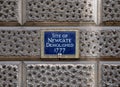 Newgate Prison historical plaque in the City area of London, United Kingdom.