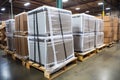 newly assembled air conditioner units stacked ready for shipping