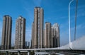 newly build commercial residential apartments under blue sky in Wuhan city