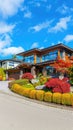 a newly-built home exuding luxury, boasting modern aesthetics, ample space, and the convenience of a two-car garage. Royalty Free Stock Photo