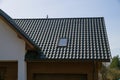 A newly built house. The roof is made of ceramic tiles Royalty Free Stock Photo