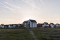 Newly built houses on the Waverley residential estate at Sunset