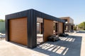 Newly built metal framed building with siding. Construction of a new tiny house. selective focus Royalty Free Stock Photo