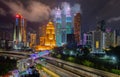 A newly built pedestrian bridge named `Lintasan Saloma` which has been developed in Kampung Baru with the spectacular view of Kual Royalty Free Stock Photo