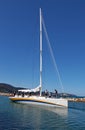 Newly built racing yacht Oystercatcher prepares to leave it`s Wellington harbour en route to Tauranga for shipping to the United