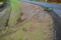 A newly built road, on the layer of which you can see successive